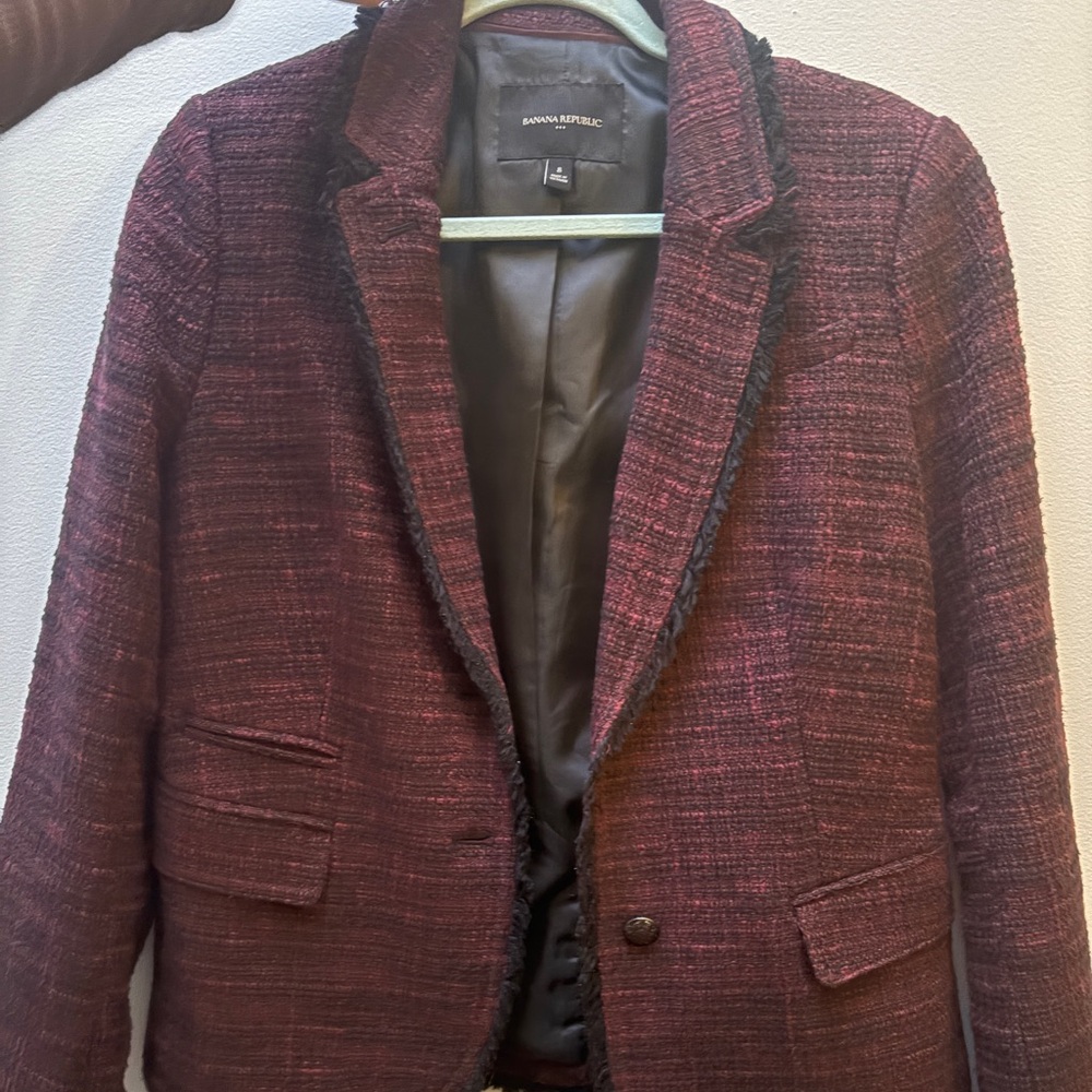 Banana Republic Dark Red Textured Blazer